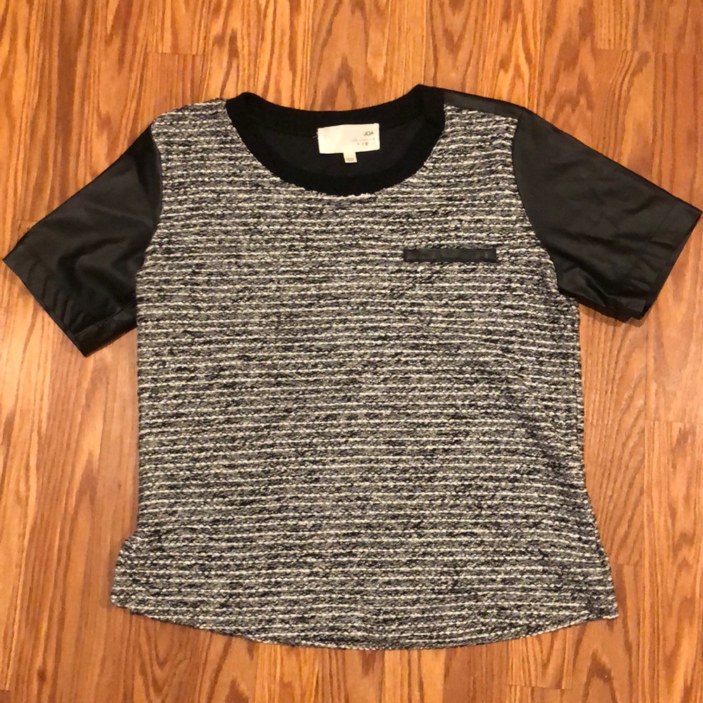 JOA knit and leather top